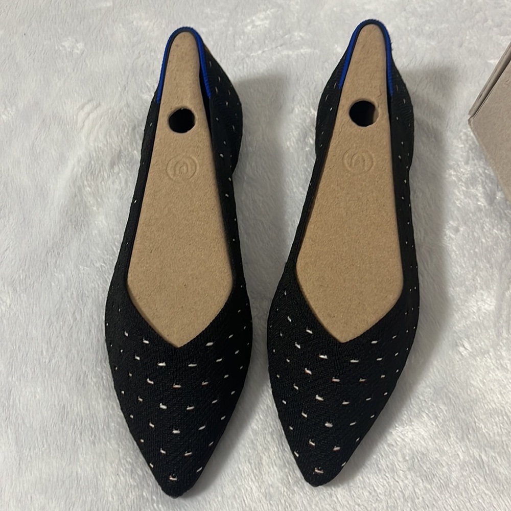 Almost new! Rothy’s Black and Ivory Dot Pointed Toe Flats